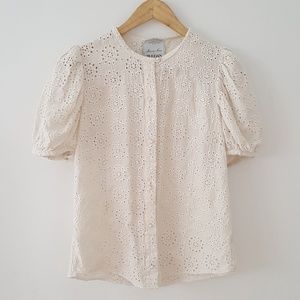 silk eyelet anthropogie blouse